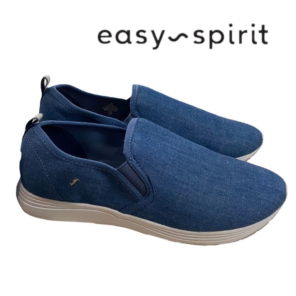 EASY SPIRIT Women's Liv 2 Slip-on Blue Denim Walking Shoes Sneakers NEW 7